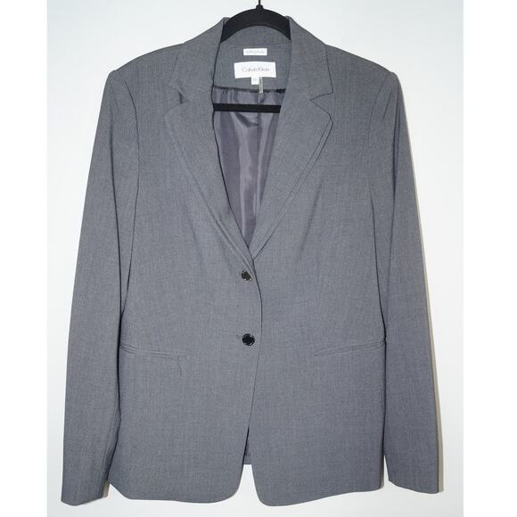 Calvin Klein Stretch Blazer Two Button Career Basic Shoulder Padding Size 12 - Picture 1 of 7